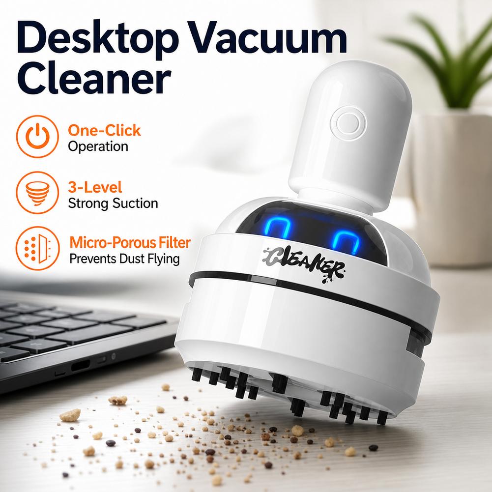 Mini Desktop Vacuum Cleaner For Eraser Dust - Desktop Vacuum Cleaner USB Rechargeable 3