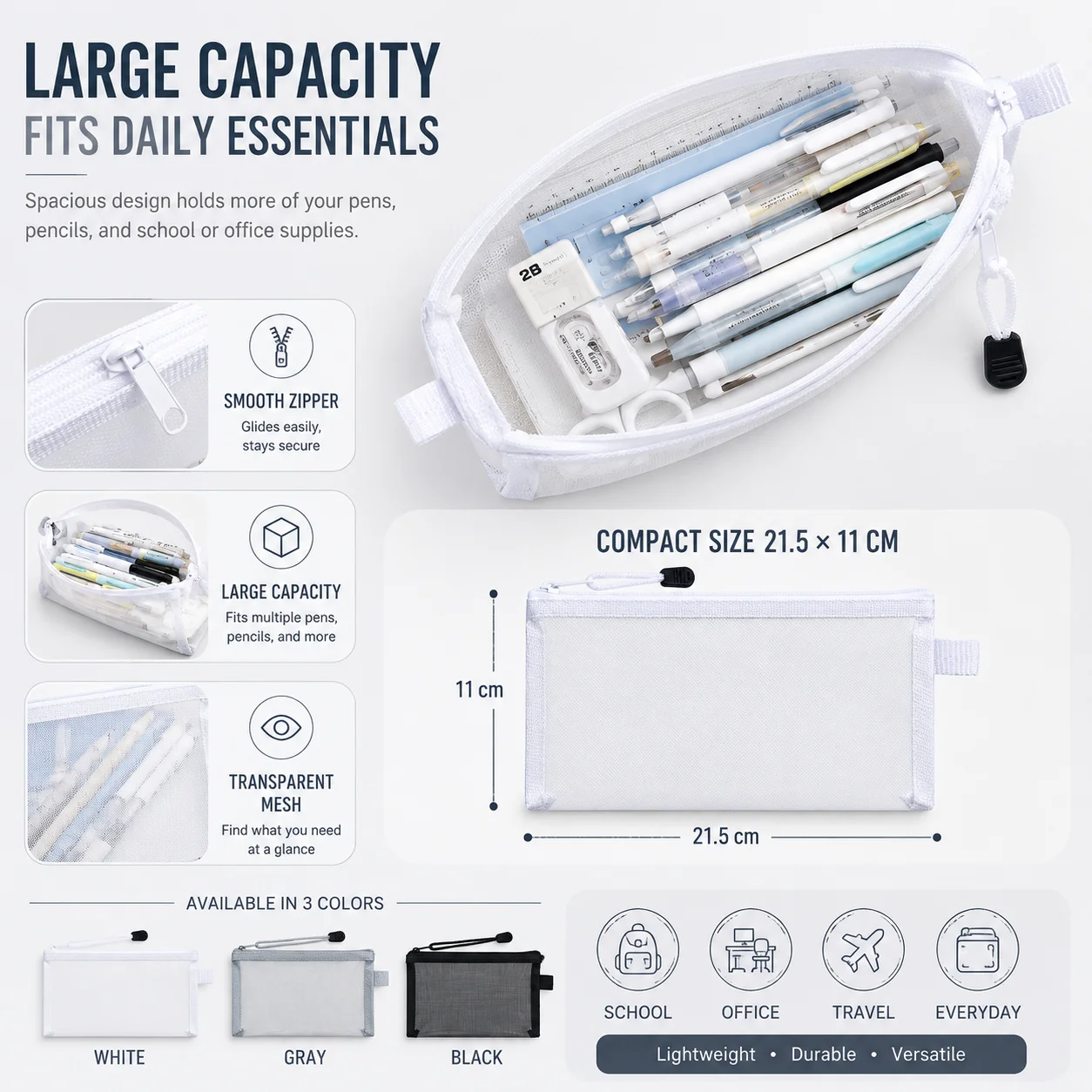 Transparent Mesh Pen Bag Clear - огляд і ціна Clear Mesh Pencil Pouch For Exam