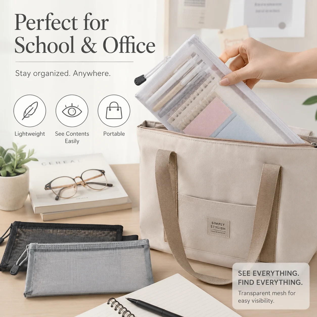 Transparent Mesh Pen Bag Clear - огляд і ціна Clear Mesh Pencil Pouch For Exam
