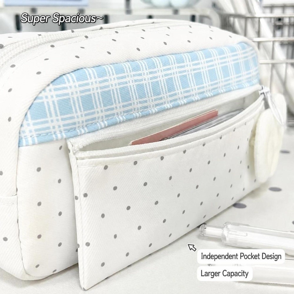 Aesthetic Polka Dot Plaid Penc - огляд і ціна Aesthetic Large Pencil Case Pouch