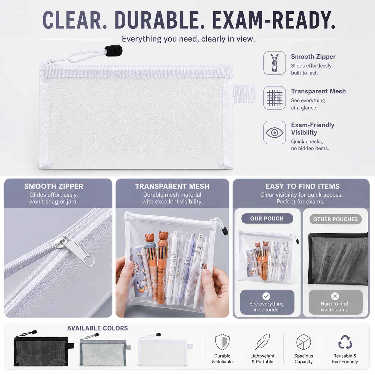 Transparent Mesh Pencil Case C - огляд і ціна Clear Mesh Pencil Pouch For Exam
