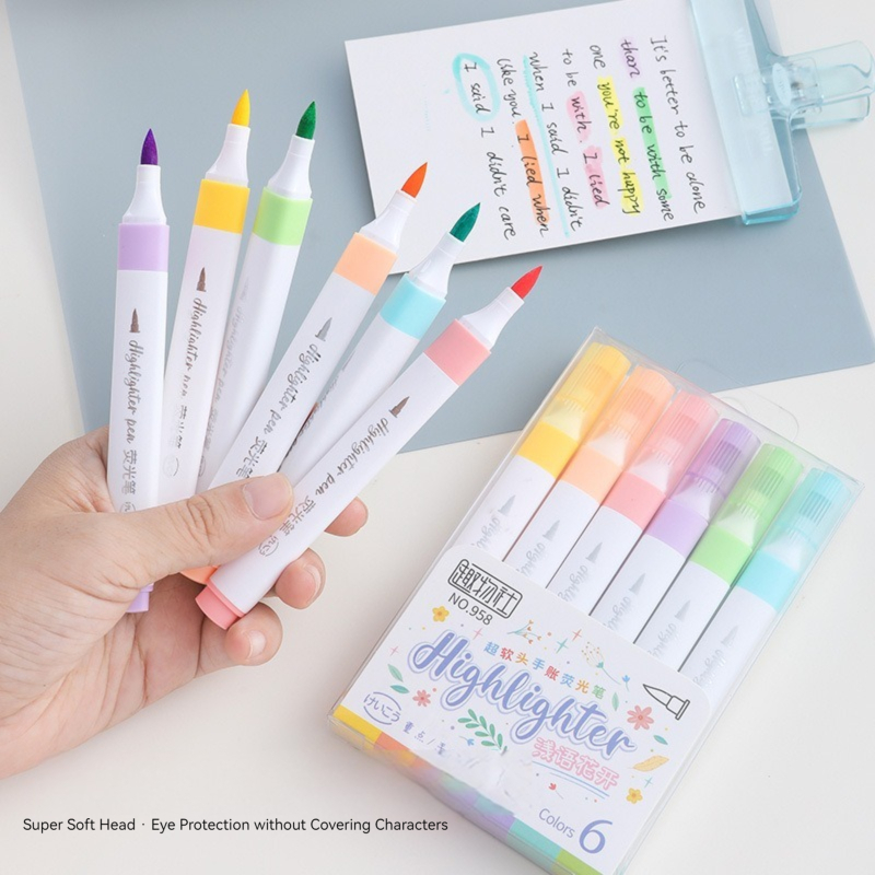 6 Colors Pastel Color Highligh - огляд і ціна Pastel Highlighter Set Double Ended