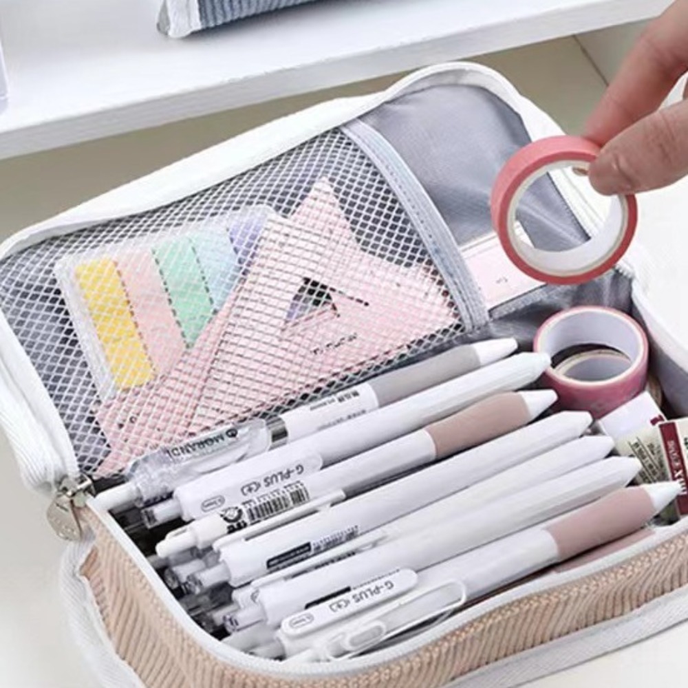 Pink Blue Grey Ins Stationery  - огляд і ціна Aesthetic Large Pencil Case Pouch