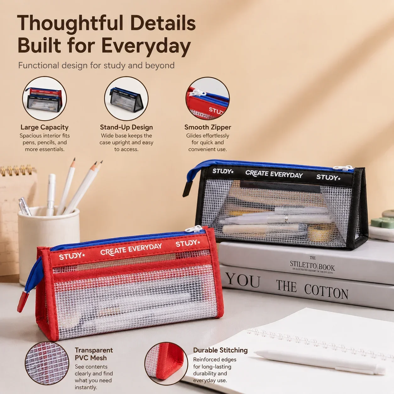 Clear Pencil Case, Large Capac - огляд і ціна Aesthetic Large Pencil Case Pouch
