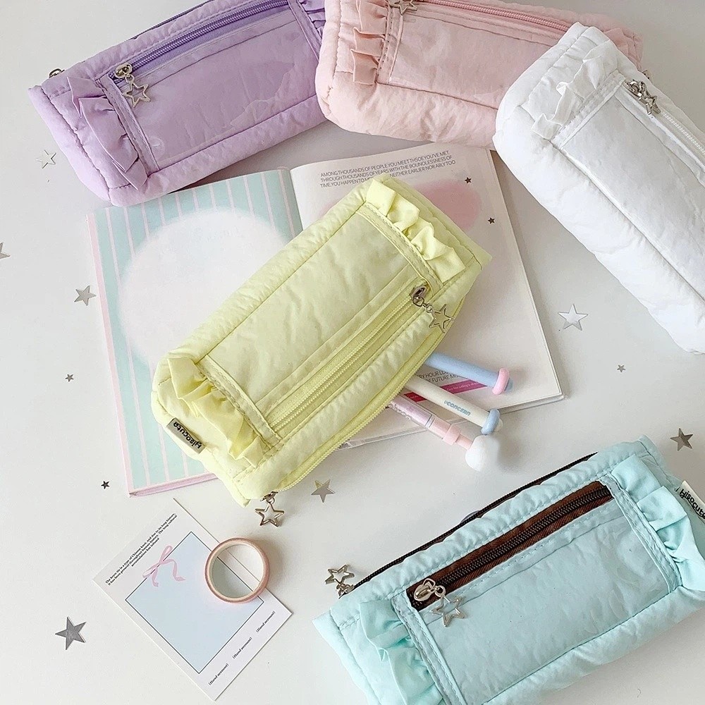Ruffled Edge Korean Ruffled St - огляд і ціна Aesthetic Large Pencil Case Pouch