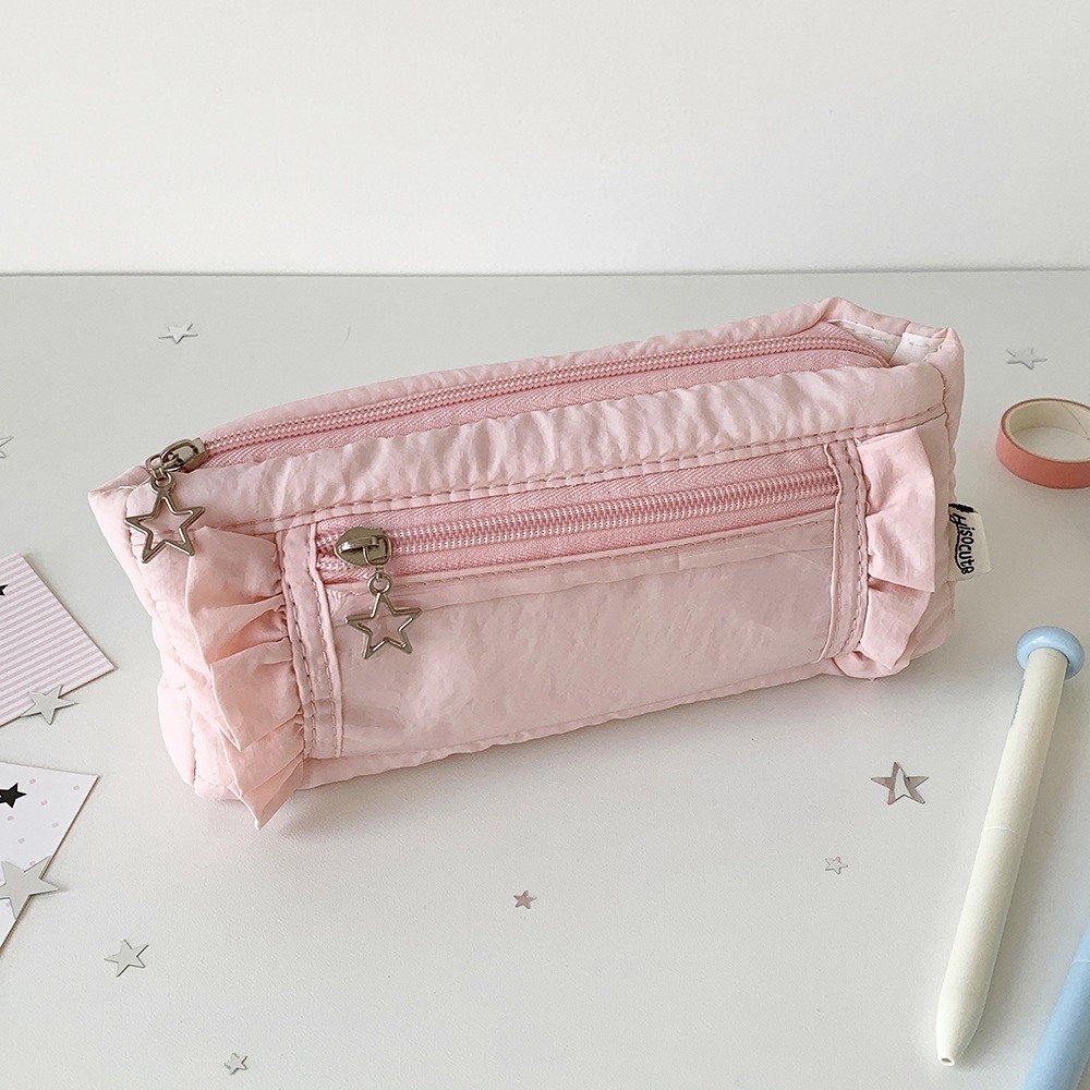 Ruffled Edge Korean Ruffled St - огляд і ціна Aesthetic Large Pencil Case Pouch