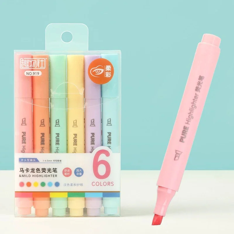 6Pcs/Set Macaron Color Pastel  - огляд і ціна Pastel Highlighter Set Double Ended